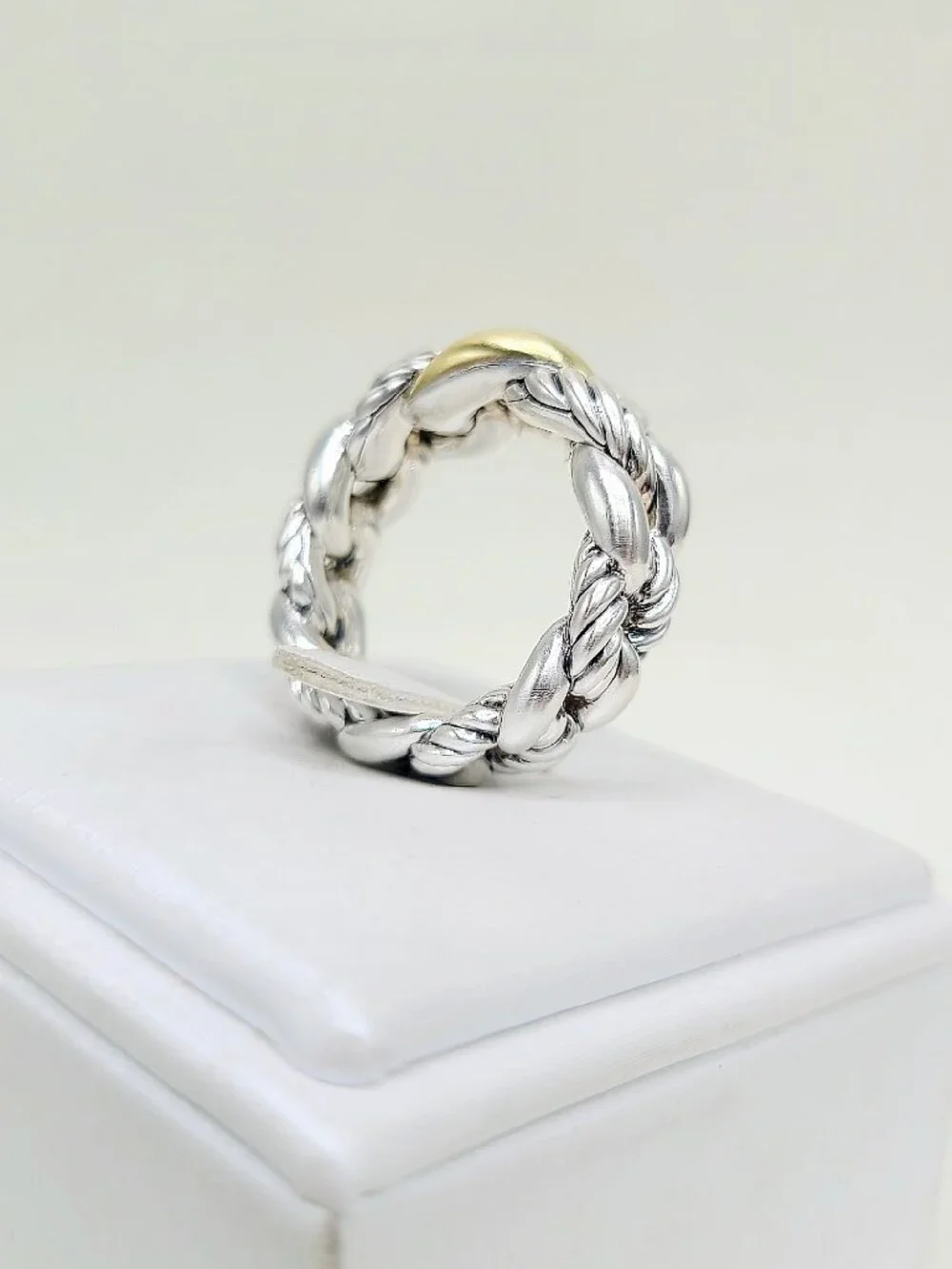 David Yurman Belmont Curb Ring w/ 18K Yellow Gold - 12mm - Size 7 - RARE